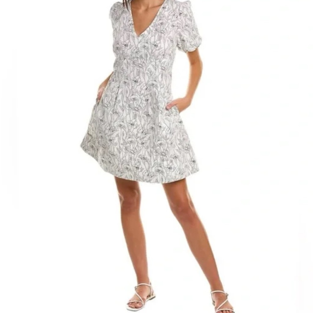 Club Monaco Floral Print Double V Tie Back Mini Dress